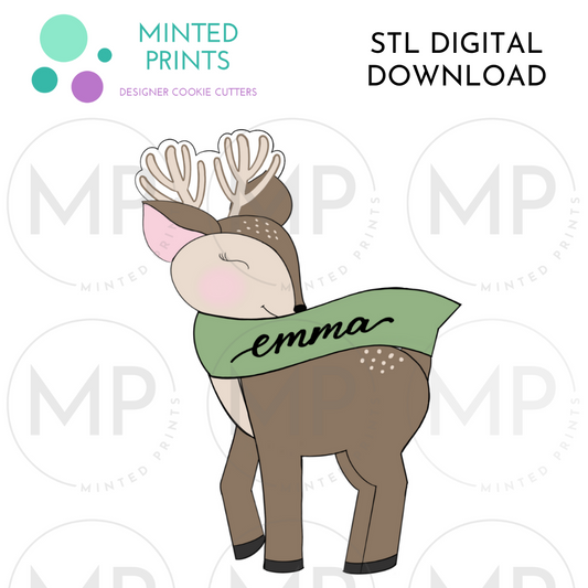 Reindeer with Scarf Cookie Cutter STL DIGITAL DOWNLOAD