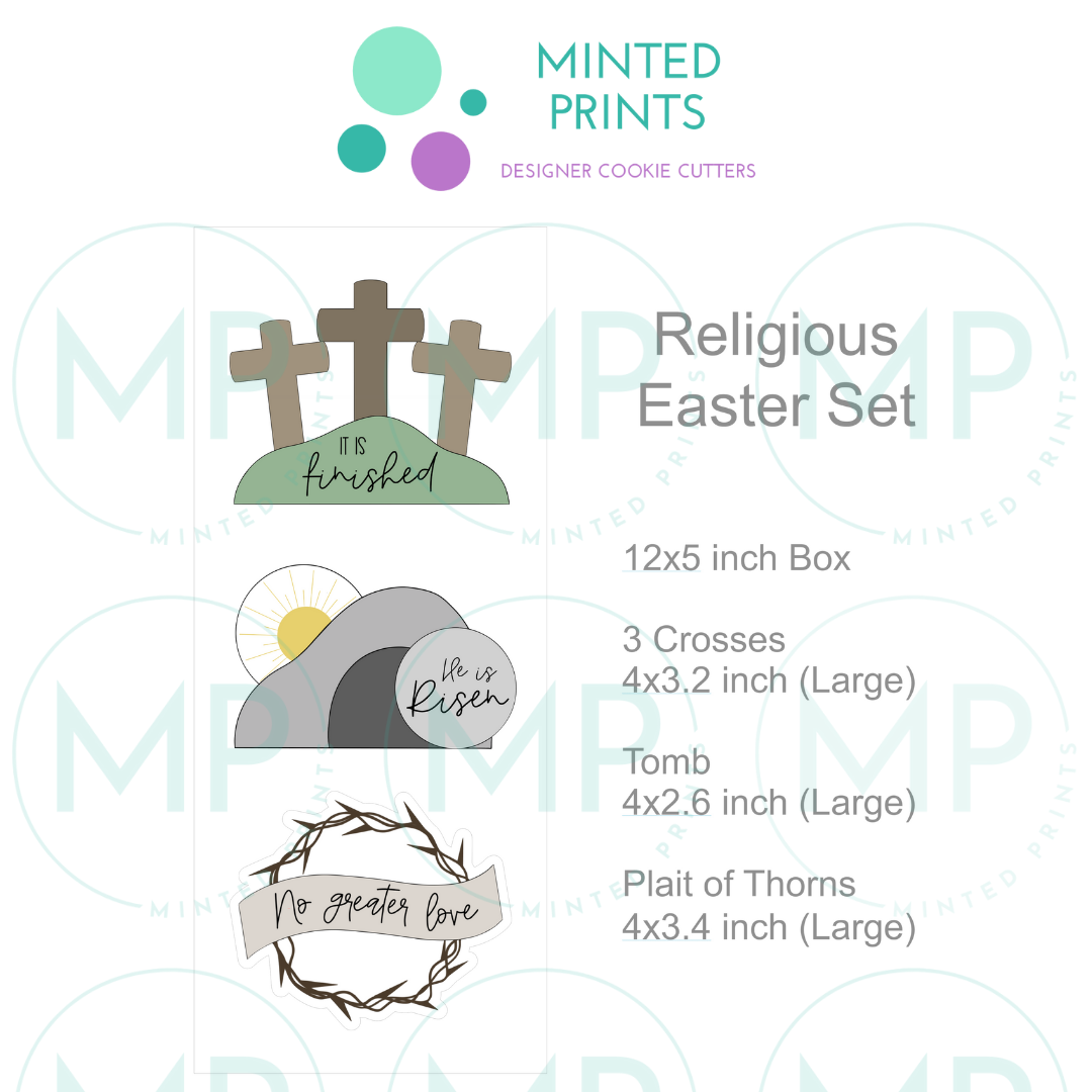 Religious Easter Set of 3 Cookie Cutter  STL DIGITAL FILE