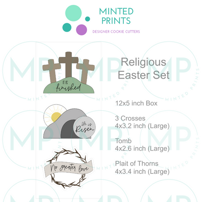 Religious Easter Set of 3 Cookie Cutter  STL DIGITAL FILE