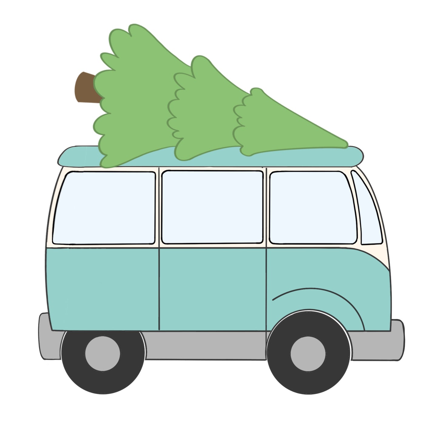 Retro Van with Tree Cookie Cutter and STL File