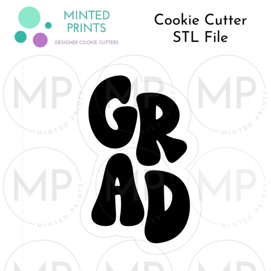 Retro Grad Letters Cookie Cutter STL DIGITAL FILE