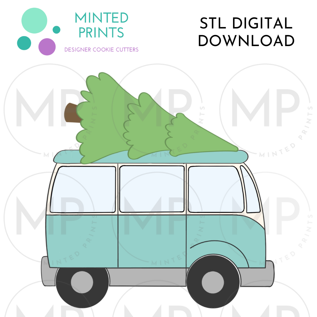 Retro Van with Tree Cookie Cutter STL DIGITAL DOWNLOAD