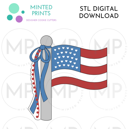 Flag with Ribbons Cookie Cutter STL DIGITAL DOWNLOAD