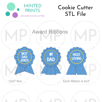 Award Ribbons Set of 3 Cookie Cutter STL DIGITAL FILES