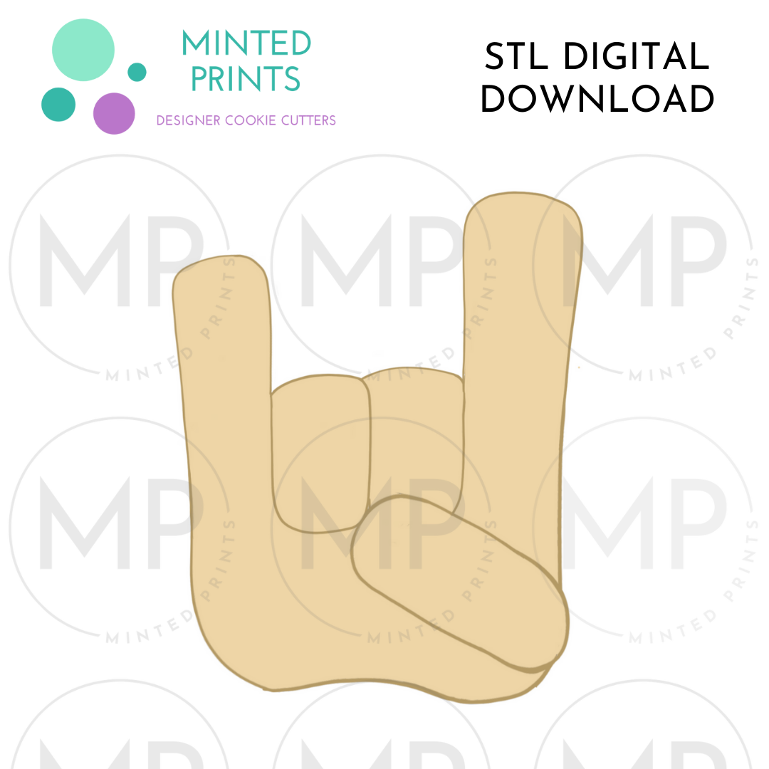 Rock On Hand Sign Cookie Cutter STL DIGITAL DOWNLOAD