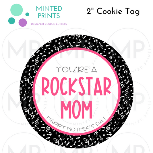 You're a Rockstar Mom (Pink) Cookie Tag, 2 Inch