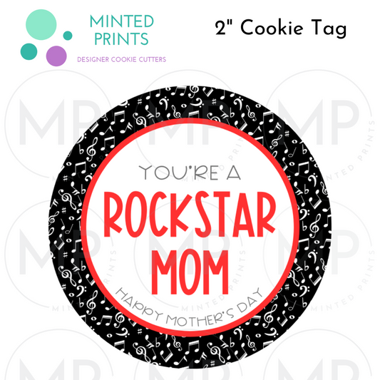 You're a Rockstar Mom (Red) Cookie Tag, 2 Inch