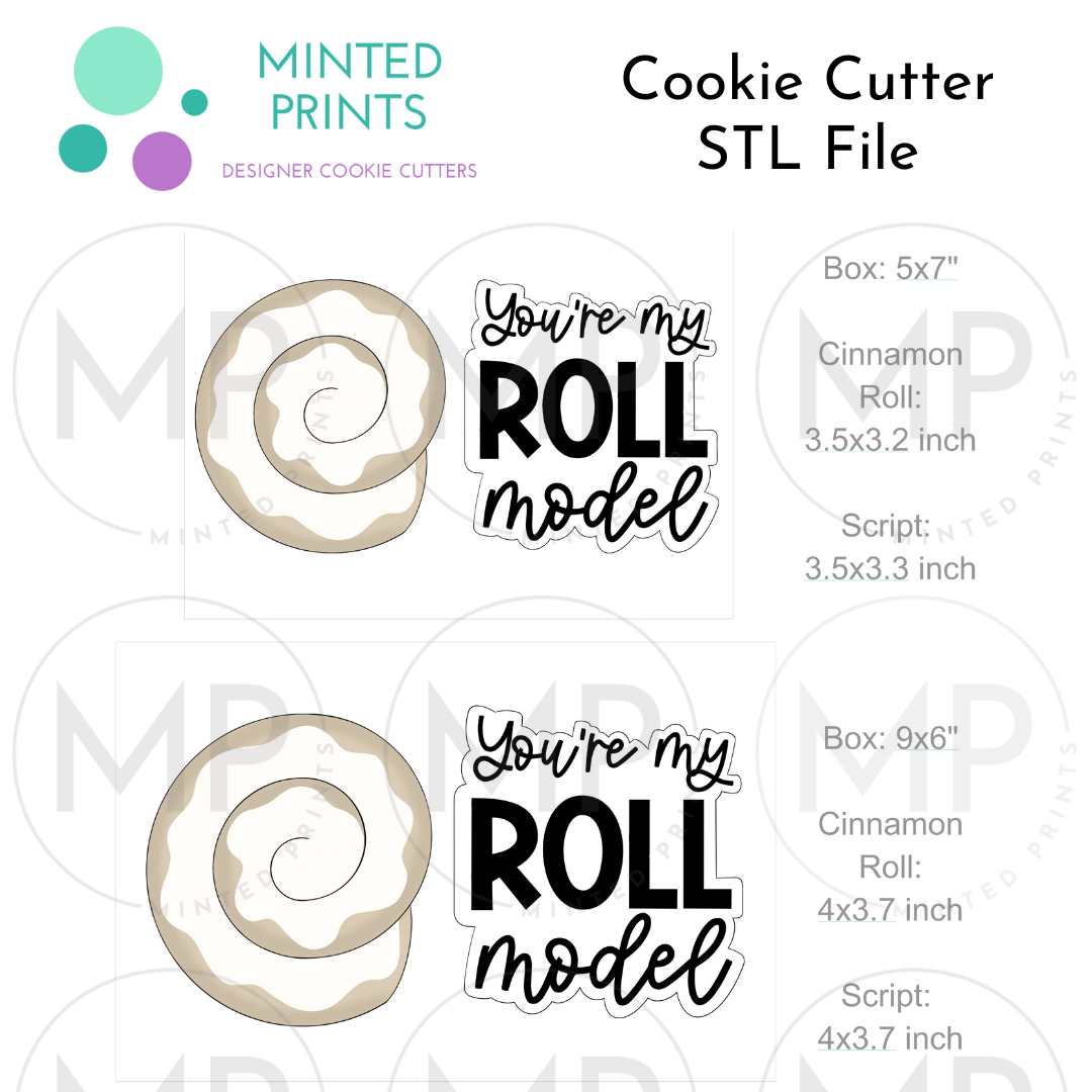 Cinnamon Roll & You're My Roll Model Set of 2 Cookie Cutter STL DIGITAL FILES