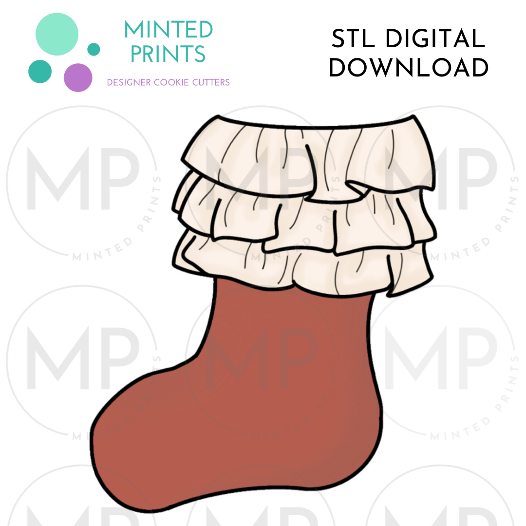 Ruffle Stocking Cookie Cutter STL DIGITAL DOWNLOAD