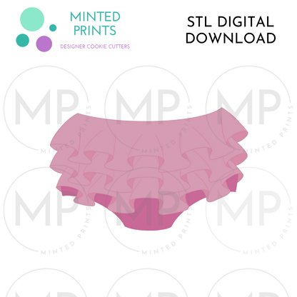 Baby Ruffled Diaper Cookie Cutter STL DIGITAL DOWNLOAD