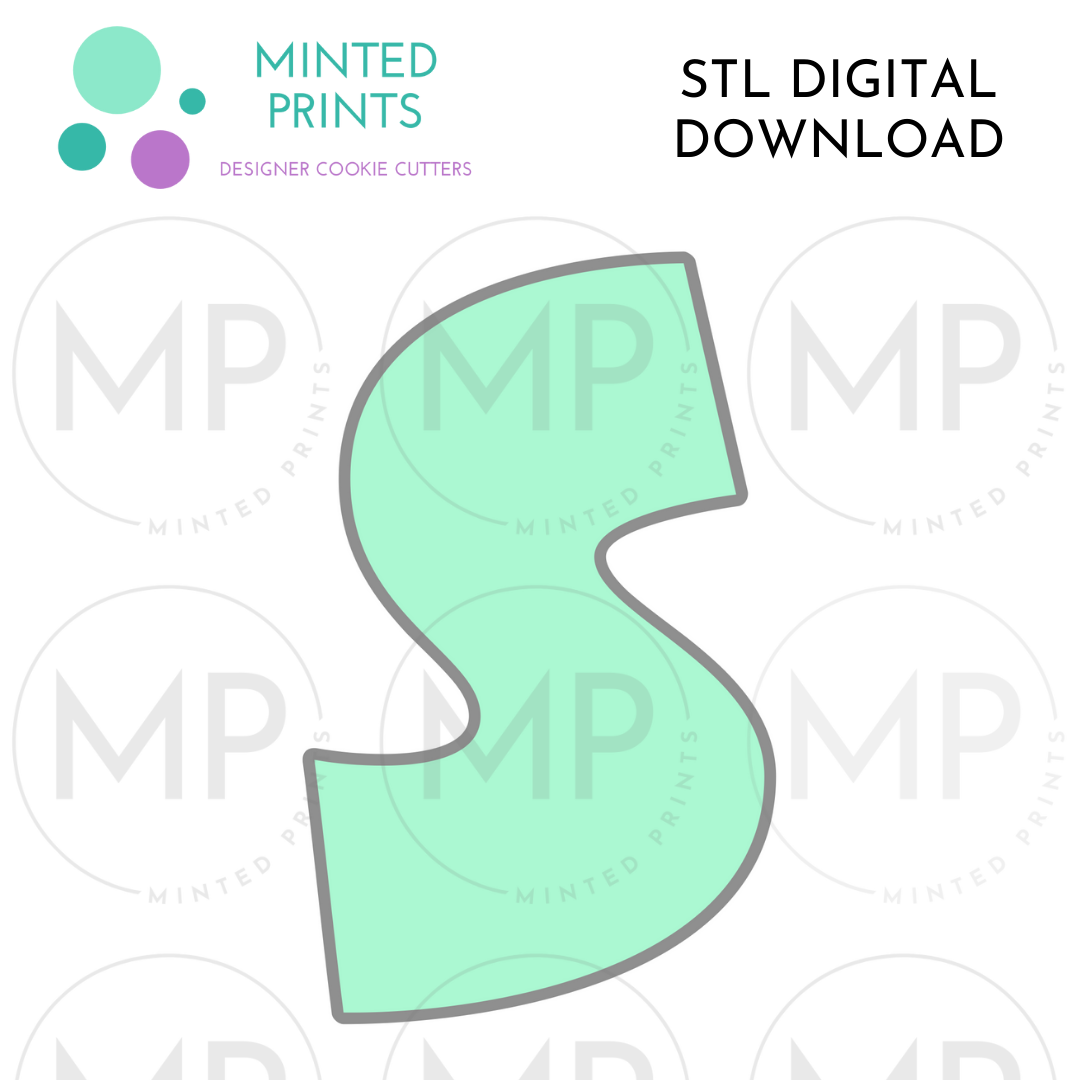 Letter S Cookie Cutter STL DIGITAL DOWNLOAD