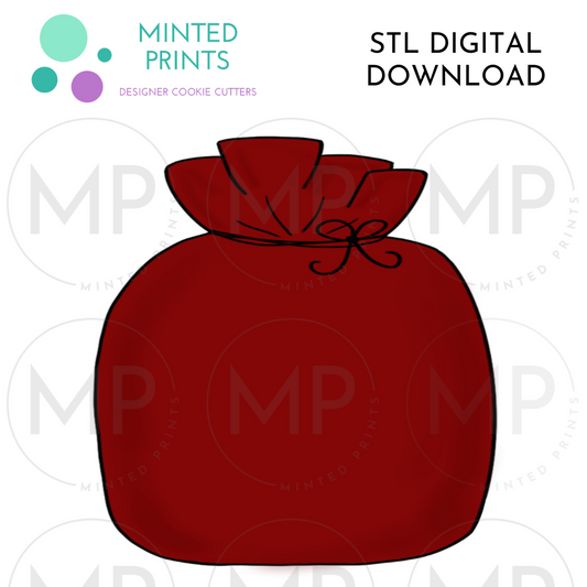 Santa Bag Cookie Cutter STL DIGITAL DOWNLOAD