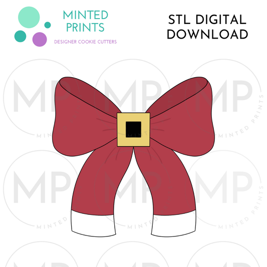 Santa Bow Cookie Cutter STL DIGITAL DOWNLOAD