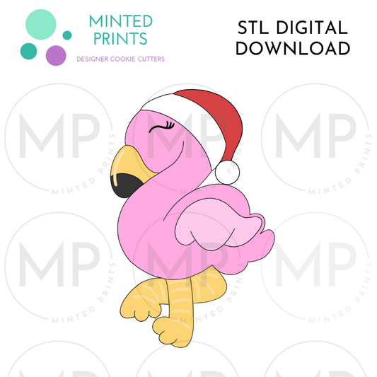 Santa Hat Flamingo Cookie Cutter STL DIGITAL DOWNLOAD