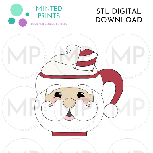 Santa Mug Cookie Cutter STL DIGITAL DOWNLOAD