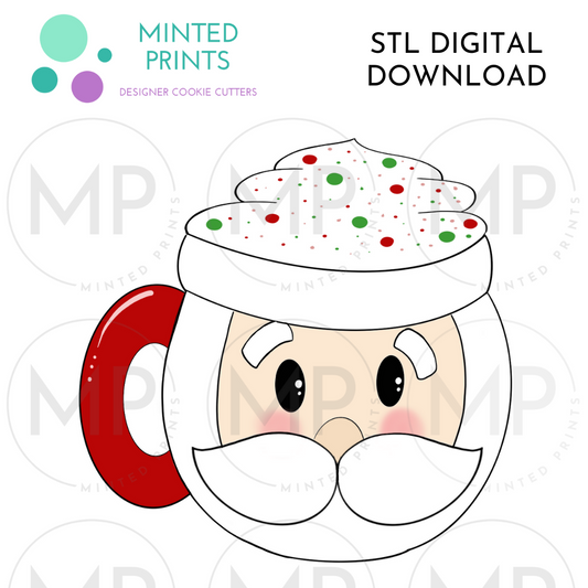 Santa Mug Cookie Cutter STL DIGITAL DOWNLOAD