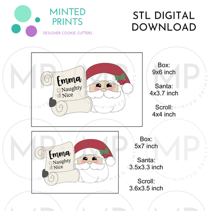 Santa Scroll Puzzle (Set of 2) Cookie Cutter STL DIGITAL DOWNLOAD