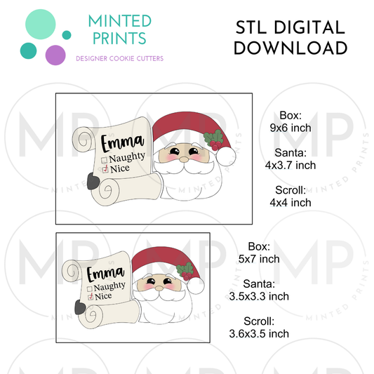 Santa Scroll Puzzle (Set of 2) Cookie Cutter STL DIGITAL DOWNLOAD