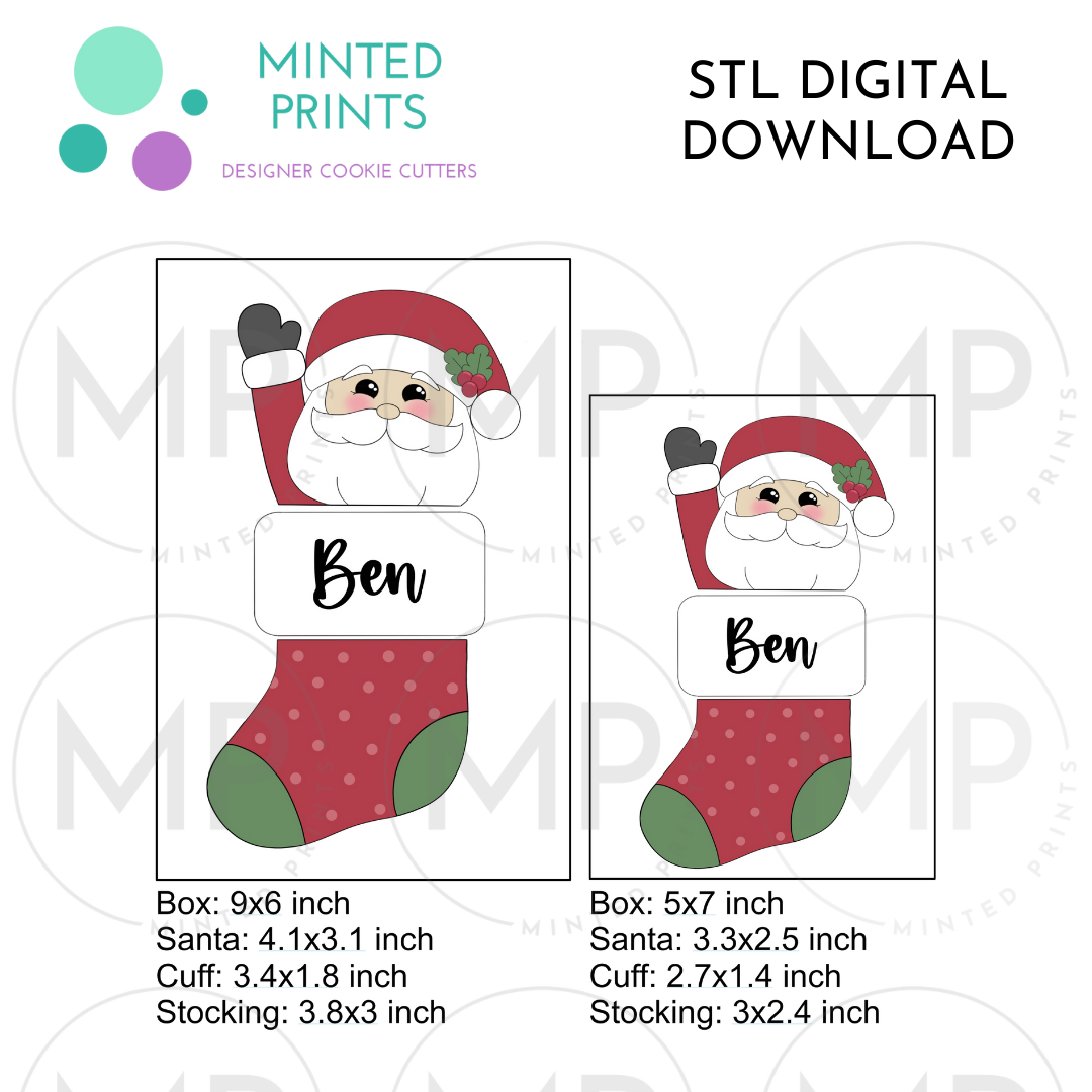 Santa Stocking Puzzle (Set of 3) Cookie Cutter STL DIGITAL DOWNLOAD