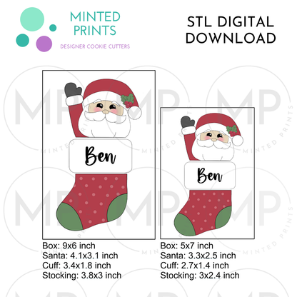 Santa Stocking Puzzle (Set of 3) Cookie Cutter STL DIGITAL DOWNLOAD