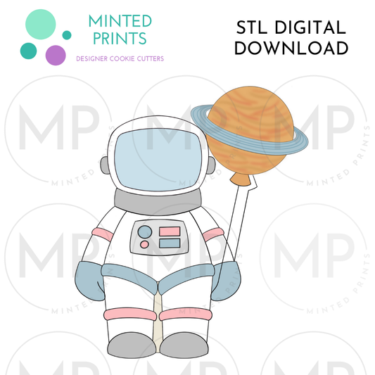 Astronaut with Saturn Balloon Cookie Cutter STL DIGITAL DOWNLOAD