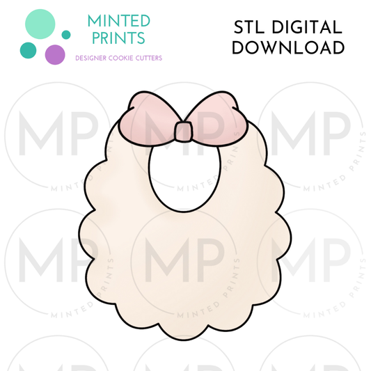 Baby Scallop Bib Cookie Cutter STL DIGITAL DOWNLOAD