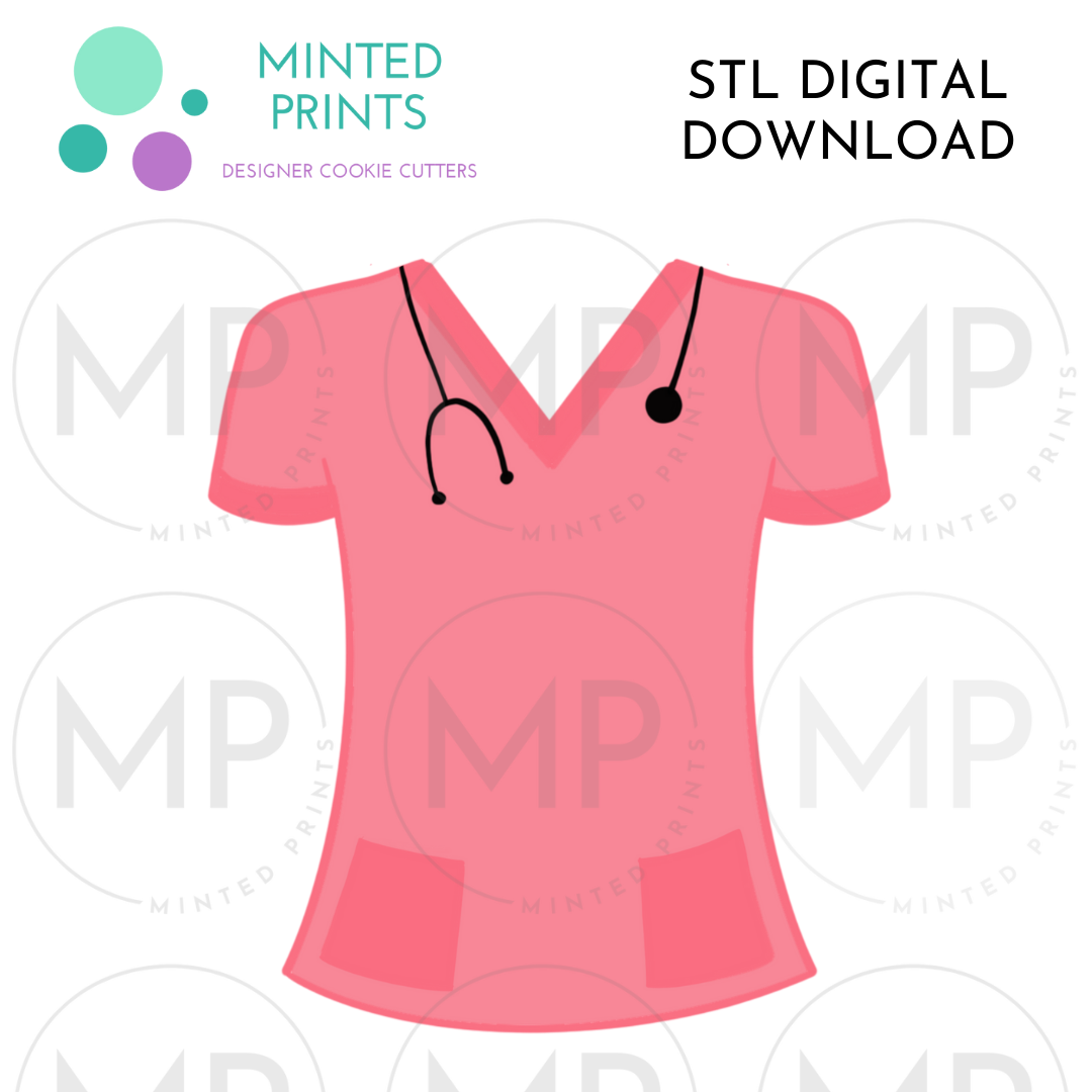 Scrub Top Cookie Cutter STL DIGITAL DOWNLOAD