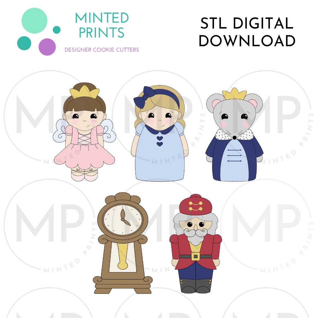 Nutcracker Ballet Peg Dolls (Set of 5) Cookie Cutter STL DIGITAL DOWNLOAD