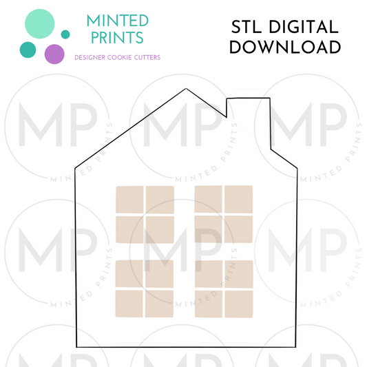 Short House with Chimney Cookie Cutter STL DIGITAL DOWNLOAD