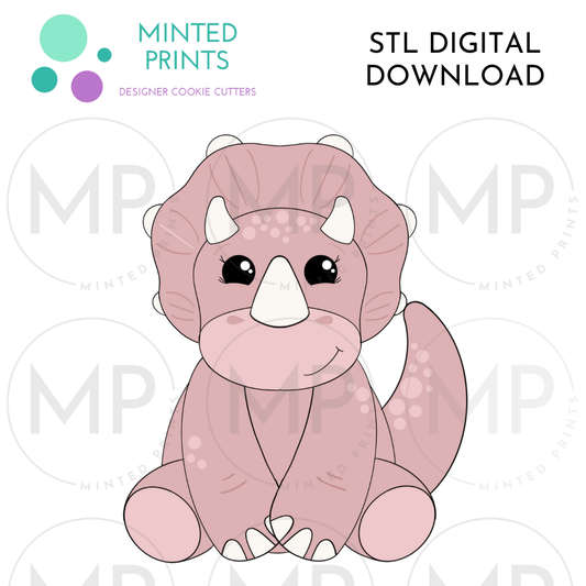 Sitting Triceratops Cookie Cutter STL DIGITAL DOWNLOAD