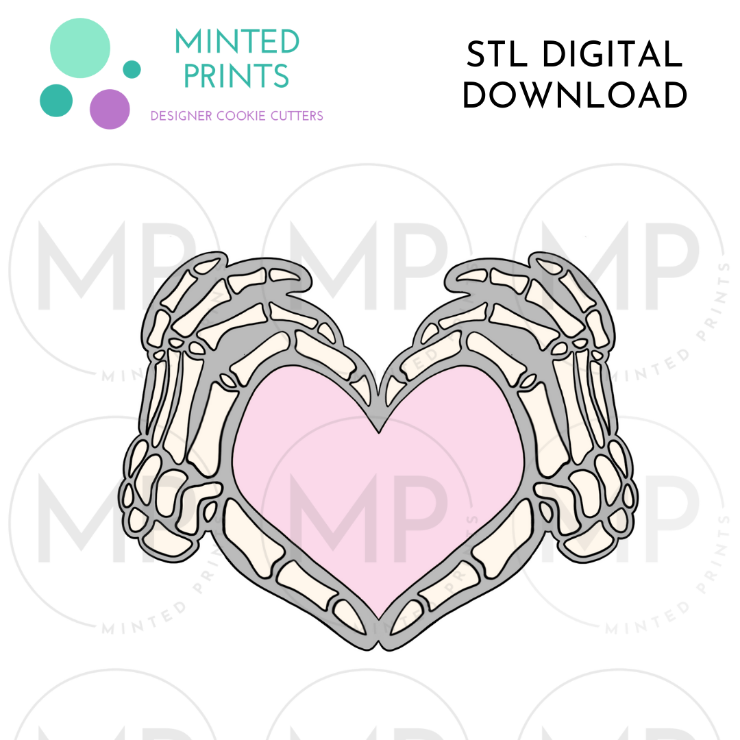 Boney Heart Hands Cookie Cutter STL DIGITAL DOWNLOAD