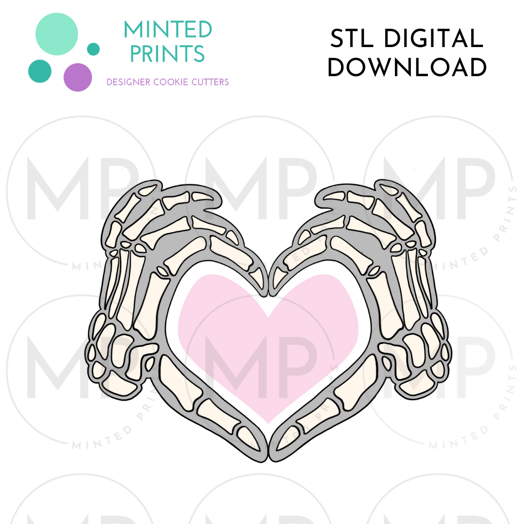 Boney Heart Hand Puzzle Set of 2 Cookie Cutter STL DIGITAL DOWNLOAD