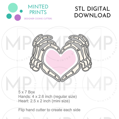 Boney Heart Hand Puzzle Set of 2 Cookie Cutter STL DIGITAL DOWNLOAD