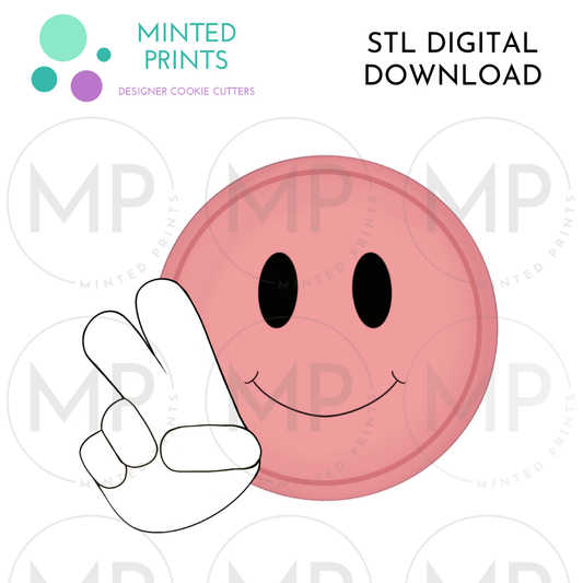 Smiley Peace Sign Cookie Cutter STL DIGITAL DOWNLOAD