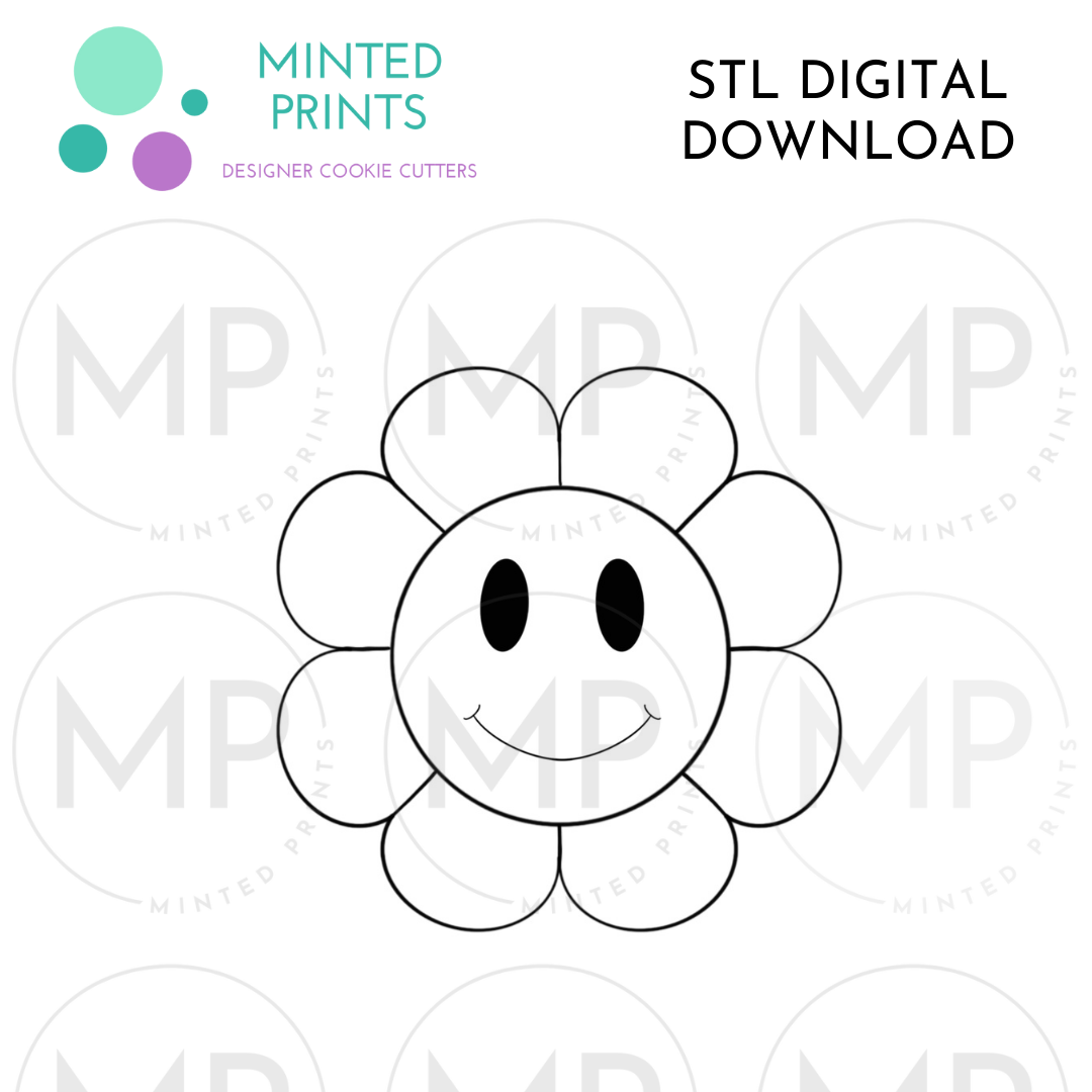 Smiley Flower Cookie Cutter STL DIGITAL DOWNLOAD