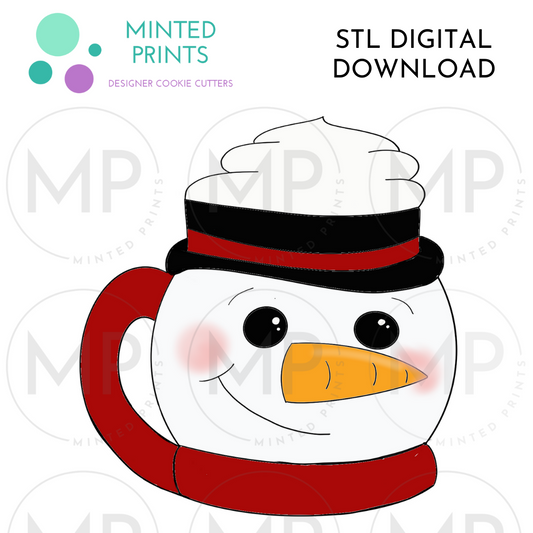 Snowman Mug Cookie Cutter STL DIGITAL DOWNLOAD