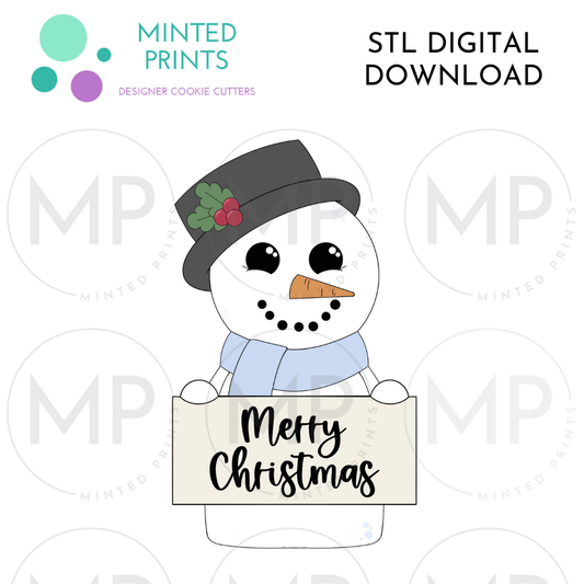 Snowman Peg Doll Plaque Cookie Cutter STL DIGITAL DOWNLOAD