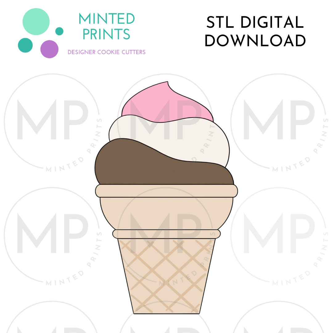 Soft Serve Ice-Cream Cookie Cutter STL DIGITAL DOWNLOAD