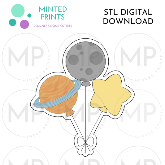 Space Balloons Cookie Cutter STL DIGITAL DOWNLOAD