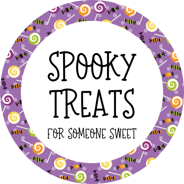 Spooky Treats (Purple Candy) Cookie Tag, 2 Inch