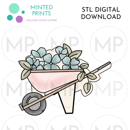 Floral Wheelbarrow Cookie Cutter STL DIGITAL DOWNLOAD