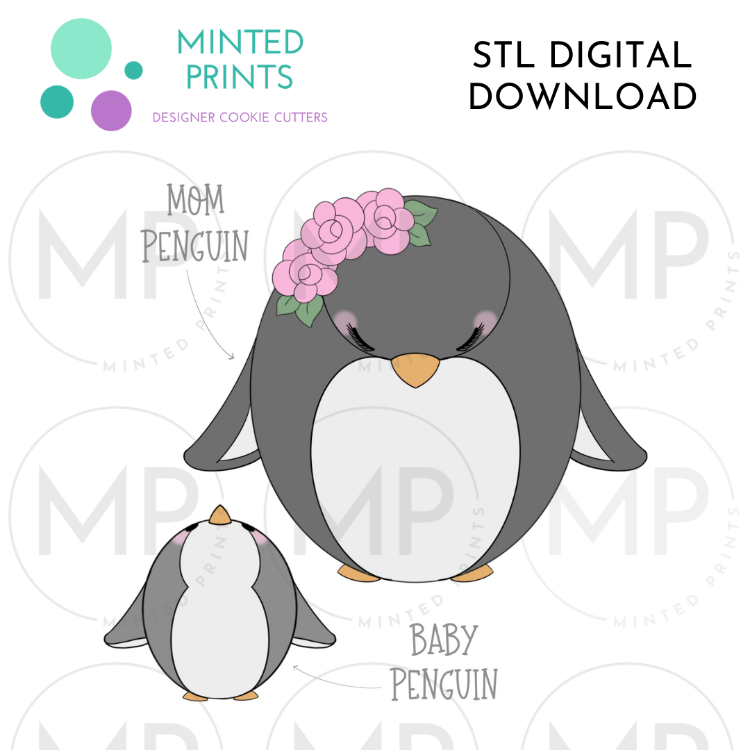 Stacking Penguins (Set of 2) Cookie Cutter STL DIGITAL DOWNLOAD