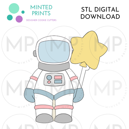 Astronaut with Star Balloon Cookie Cutter STL DIGITAL DOWNLOAD