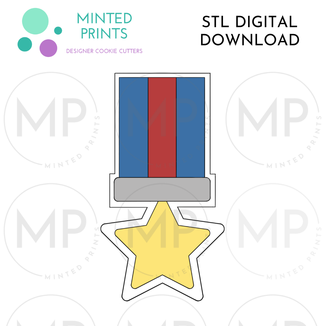 Star Medal Cookie Cutter STL DIGITAL DOWNLOAD