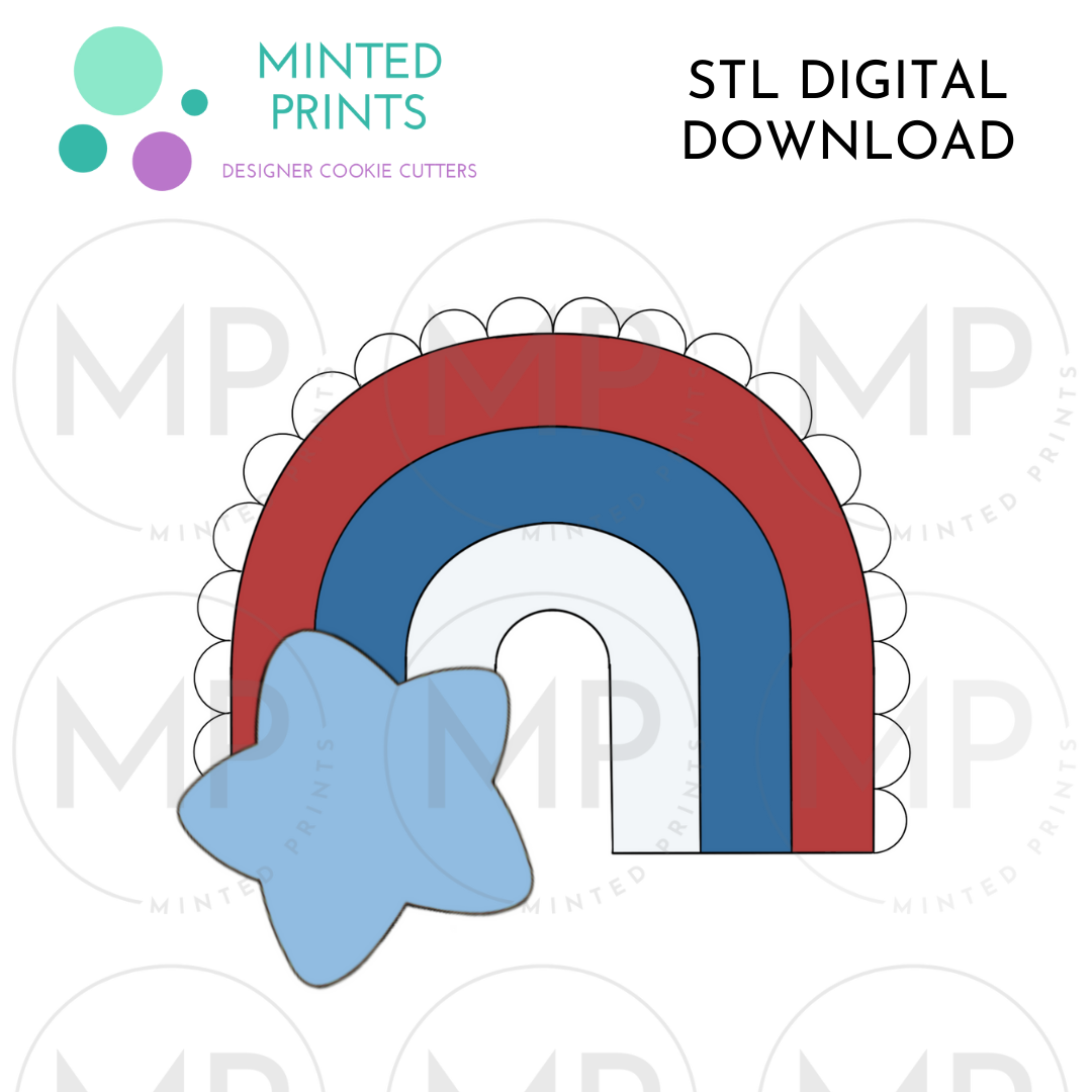 Scallop Star Rainbow Cookie Cutter STL DIGITAL DOWNLOAD