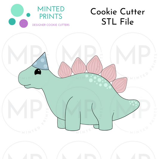 Stegosaurus Dinosaur in Hat Cookie Cutter STL DIGITAL FILE