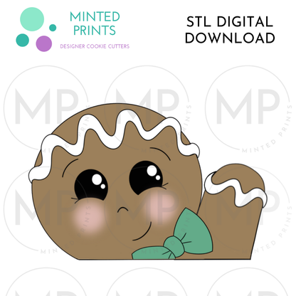 Gingerbread Head for Stocking Puzzle Cookie Cutter STL DIGITAL DOWNLOAD