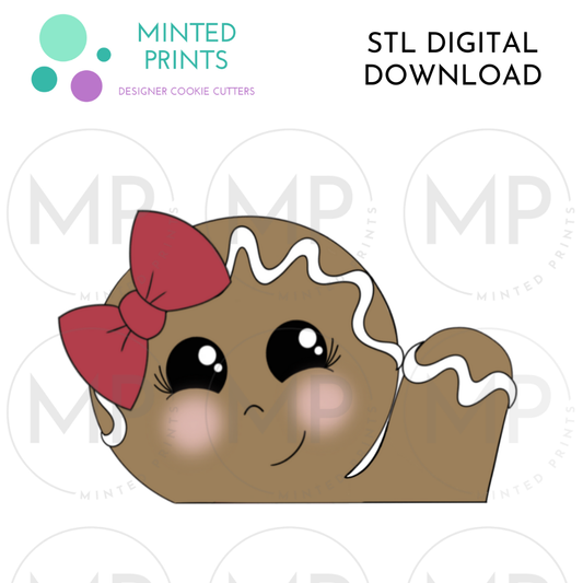 Girly Gingerbread Head for Stocking Puzzle Cookie Cutter STL DIGITAL DOWNLOAD