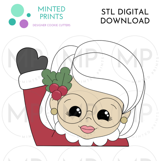 Mrs. Claus for Stocking Puzzle Cookie Cutter STL DIGITAL DOWNLOAD