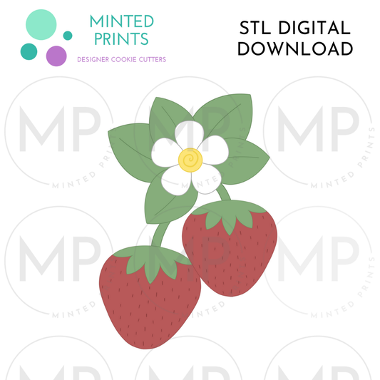 Strawberry Cluster Cookie Cutter STL DIGITAL DOWNLOAD